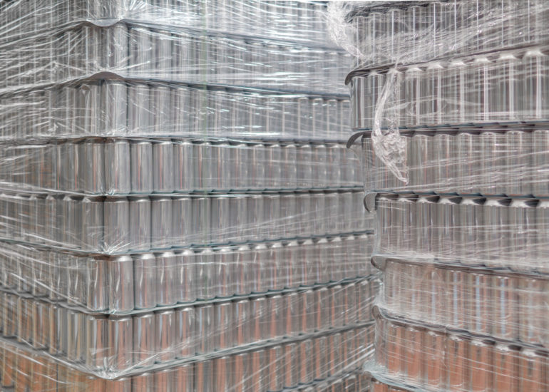 Empty beer cans at the brewery