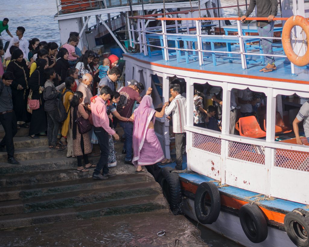 Crowded ferry in Mumbai