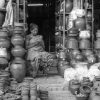 Lady at pottery market in Mumbai
