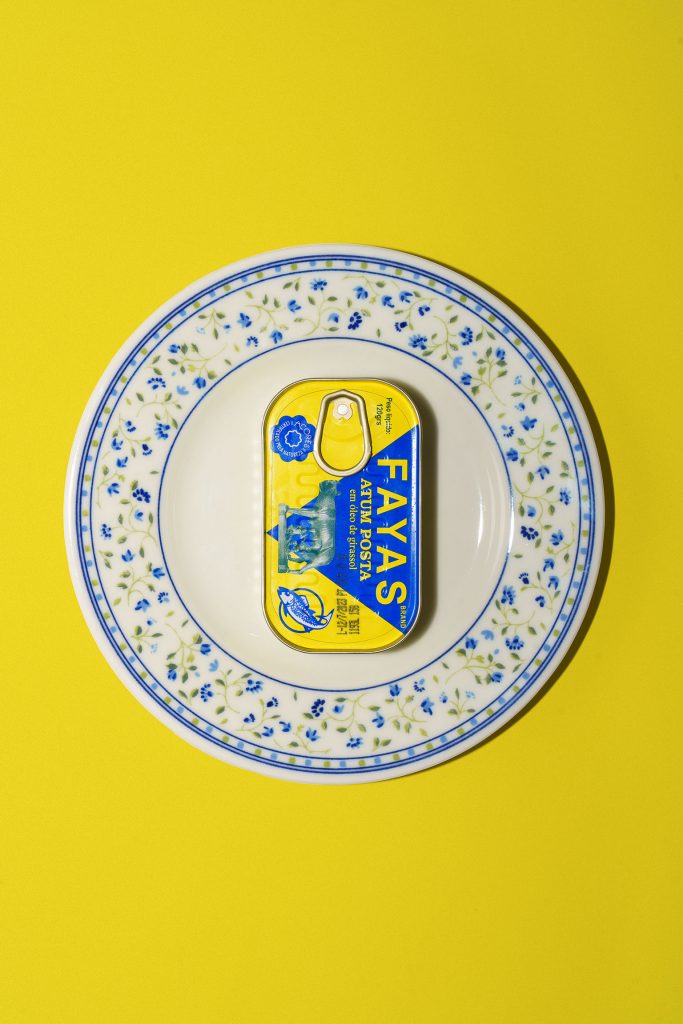 Fayas sardine can on a plate